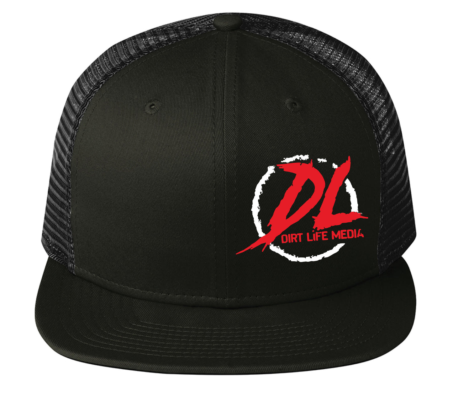 Black Round Logo Trucker Hat
